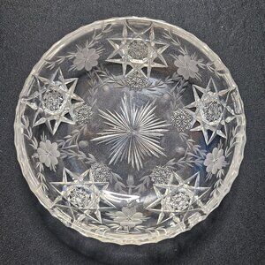 Rare Antique American Brilliant Signed Hawkes 6" Glass Bowl "Empire" Hobstar